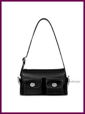 Faux Leather Shoulder Bag Multi-Pocket Crossbody Handbag with Detachable Strap